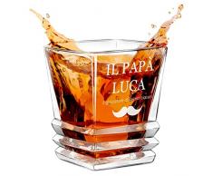 Maverton Bicchiere da whisky in vetro 280 ml - incisione personalizzata - bicchiere whisky - bicchiere di cristallo per uomo - per compleanno - per festa del papà - per Lui - Cappello