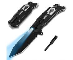 GVDV Coltello Pieghevole in 440C Acciaio Inossidabile - Alluminio, per Caccia Campeggio e Escursionistico