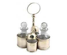 H&H Oliera 4 Pezzi Ottone Sheffield Utensili da Cucina, Argento, 5