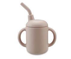 Tazza per Bebè in Silicone con Coperchio in Cannuccia,Bicchiere Sippy Bimbo con 2 Gestori - Tazze per Bere Acqua per Neonati, Tazze da Allenamento infrangibili per Bambini Piccoli, Neonati