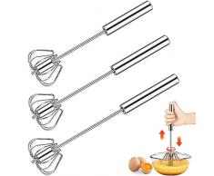 Udbrud Frusta Semiautomatica, 3 Pezzi Frusta da Cucina in Acciaio Inossidabile Frusta Rotante Frusta a Mano per frustare, battere e mescolare (13.4 Pollici/11.8 Pollici/10.6 Pollici)