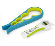 Grannys Kitchen Apriscatole Manuale Professionale 5 in 1 Apribarattoli + Apribottiglie in Silicone - Svitatappi e Apricoperchio a Mano Universale 2 Pezzi