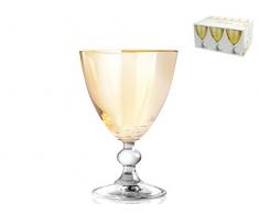 H&H Confezione 6 Vetro Splendor Ambra Acqua Calici Vino Arredo Tavola, 25 cl