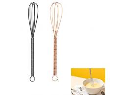 Frusta Cucina Inossidabile,Frusta Manuale in Acciaio Inossidabile,Frusta con Anti-Aderente,Mini Frusta sbattere luovo,miscelazione e battitura,Mini Sbattitore Manuale.(2 pezzi,oro rosa e nero)