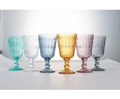 Bicchieri calici acqua bibite drink in vetro colorati set 6 calici 310 ml Classic Nouveau