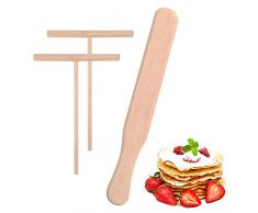 Spatola per Crêpes Distributore di Crêpes con Spatola in Legno Strumento da Cucina per Crepes Frittella Omelette 3 Pezzi