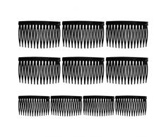 PHILSP Pettine da Sposa 10 Pezzi/Set Tiara da Sposa Pettine per Velo Plastica Nero Bianco Trasparente Forchetta Pettini Nero