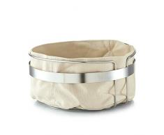 Zeller 27248 Cesta per il pane con sacco, in metallo/cotone, Beige, 22 x 22 x 10,8 cm