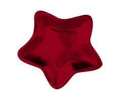 10 Piatti natalizi a forma di stella 32 cm rosso metallico - ideali per addobbo tavola Natale e Capodanno per cene e feste 30185