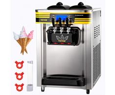 VEVOR Gelatiera da Banco a 3 Gusti, Macchina Commerciale per Gelato Soft da 22-30 L/ora, da 2350W con Accessori Completi, per Gelato Soft, Yogurt, Crema Pasticcera e Sorbetto, ecc, Sliver, R2