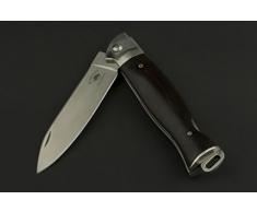 ED MAHONY Ebony Folder, coltello da tasca, acciaio 440C con chiusura a scomparsa (Large)