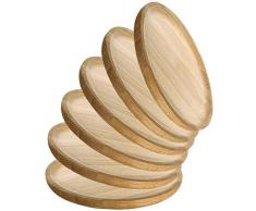 Space Home - Piatti per Servire Polpo, Pizza, Carne, Formaggio - Piatto in Legno - Set da 6 Piatti in Legno - 20 cm