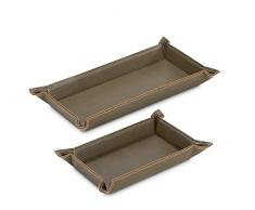 Navaris Set 2x Vassoi Svuotatasche in Similpelle Verde - Centrotavola Portaoggetti Svuota Tasche in Pelle Sintetica - Moderno Vassoio Portachiavi Ingresso
