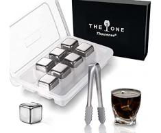 Theuwnee® Pietre per Whisky, Cubetti di Ghiaccio in Acciaio Inox Riutilizzabili, Non Cambierà il gusto dellalcol, Avere un Paio di Pinze + Confezione Regalo, Ottimo regalo