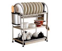 B-fengliu Scaldapiatti 3-Tier Chrome scolapiatti Scolapiatti da Cucina con stoviglie e portaposate / 17.5x10.4x22.4 Pollici