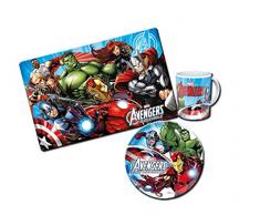 IRPot - SET 3 PEZZI COLAZIONE AVENGERS ASSEMBLE TAZZA PIATTO TOVAGLIETTA