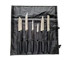Montana Set Coltelli da Cucina Professionali in Acciaio Inox, 6 Pezzi - Rotolo Porta Coltelli Cucina Pieno in Nylon, con 6 Coltelli da Chef Linea Optima - Made in Italy