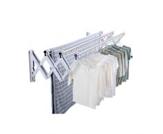 ns Telescopico Stendibiancheria da Muro per Lenzuola Stendino Estensibile La Lavanderia A Fisarmonica Estraibile Parete, Ripiegabile Robusto (Color : Silver)