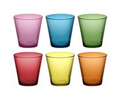 Set Da 6 Bicchieri In Vetro Colorato 300 Ml Per Acqua O Whisky - Pagano Home Sensation (rossi, Blu, Verdi, Lilla, Arancio, Celeste)