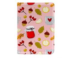 VAPOKF Porta passaporto, custodia in pelle PU, per passaporto, organizer per documenti, 10,5 x 15,5 cm, tazza in maglia autunnale e marmellata, Multi, 11.5x16.5cm/4.5x6.5 in, Contemporaneo