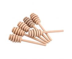 Fdit Miele Bastoncini in Legno Famiglia Portatile Mini Marmellata di Miele Barattolo di Dispensando Raccogliere Agitazione Bastone Mino Erogare Drizzle Miele (Brown 10.5cm)