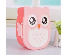 Porta Pranzo, Lunch Box Per Bambini E Adulti, Design Gufo Simpatico, Box Pranzo Con 2 Scomparti , Portapranzo Senza Bpa , 1050 Ml Rosa