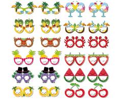 YSDYY 24 bicchieri di carta divertenti hawaiani, occhiali per foto per feste tropicali, bicchieri per frutta estiva, occhiali per feste in spiaggia per bambini, decorazione estiva per adulti