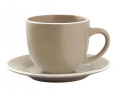 H&H Set 4 Tazze caffè Stonware C/Piatto Cloe 100 CC Tortora