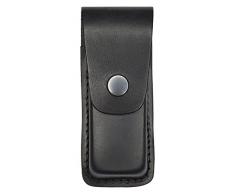 VlaMiTex Fodero per Coltello Tascabile Coltelli Pieghevole Supporto per Multitool Attrenzzi in Pelle Nero (10,5 x 3,5 x 1,5 cm - M24)