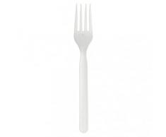 MAQA 100 pz Forchette biodegradabili e compostabili, Forchetta 16.5 cm, Forchette bio bianca