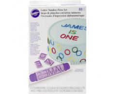 Wilton - Set di 88 stampi per decorare dolci, motivo: lettere e numeri, colore: viola/bianco