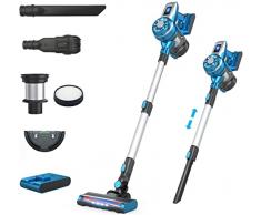 VICSQO Aspirapolvere Senza Fili, Scopa Elettrica Senza Fili，Pieghevole a 180°, 13/25KPa, Aspirapolvere Potente per Peli Animali/Pavimenti/Tappeti/Divano (Accessori 6)