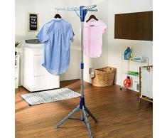 Honey-Can-Do DRY-02118 Stendibiancheria, Blu/Grigio in Plastica con Colonna in Acciaio, 60.96x60.96x162.56 cm