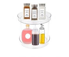 Piatto Girevole porta spezie,Porta Spezie per Cucina 2 Livelli Porta Spezie,Organizer da cucina, per Cucina o Dispensa Frigorifero Armadio,Controsoffitto,Cucina,Spezie,Comò