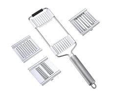 NC Grattugie da Cucina, Grattugia Portatile in Acciaio Inox, Trituratore di Verdure Multiuso 3 in 1 Grattugia di Formaggio in Acciaio Inox Tagliaverdure per Carote Cavoli Cetrioli Limone