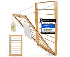 practical living e* Stendibiancheria salvaspazio per la parete, stendibiancheria 100 x 60 cm, asciugabiancheria da parete (bambù, legno), Clothes Drying Rack con accessorio di montaggio incluso