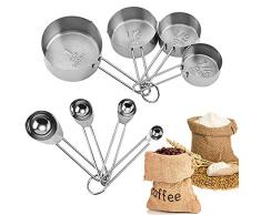 Misurini e Cucchiai in Acciaio Inox,8 Pcs Misurini cucchiai dosatore Set misurini Misurare utensile da cucina,per misurare ingredienti secchi e liquidi