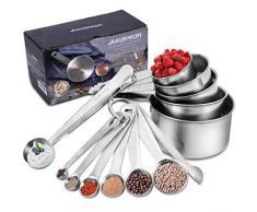 13pz Cucchiai Dosatori Misurini Cucina in Acciaio Inox 304 HAUSPROFI - Cucchiai Graduati Measuring Spoons Cucchiaio Dosatore per Dolci Ingredienti Cottura