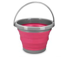 Navaris Secchio Pieghevole 5 Litri in Silicone - Secchiello Richiudibile 5l per Pulizie Bucato Campeggio Pesca - Secchio Portatile Acqua - Rosso