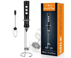 FoodVille MF02 Montalatte Elettrico USB Ricaricabile con Frusta Inossidabile per Cappuccino, Latte, Bulletproof Coffee, Dieta Cheto, Proteine in Polvere, Matcha