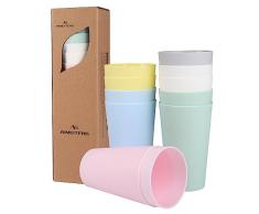 AiMeiteng Tazza di plastica, set di bicchieri infrangibili,bicchieri plastica riutilizzabili, 300 ml, tazza di cola per caffè, tè, latte, succhi di frutta, cola (11 pezzi)