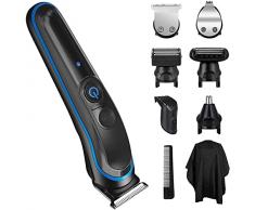 5-In-1 Rasoio Elettrico Barba, Regolabarba Tagliacapelli Uomo Professionale Impermeabile Rifinitore Barba Regolabarba Uomo per un Taglio Preciso di Corpo e Naso, Tagliacapelli Uomo con USB Ricarica