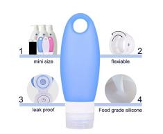 Pure Vie® Portable Bottiglie / Contenitori da Viaggio in Silicone - Set di 3 (3.3oz / 98ml) - BPA TSA Approvata dalle Compagnie Aeree Riutilizzabile in Silicone Portatile Viaggio Bottiglia Squeeze per Schampoo, Balsamo, Crema da Bagno, Lozione...ecc