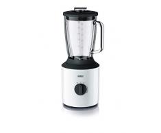 Braun JB 3150 WH PowerBlend 3 - 1,5 l, contenitore in vetro per ingredienti caldi e freddi, adatto come tritaghiaccio e smoothie Maker, 800 Watt, colore: Bianco