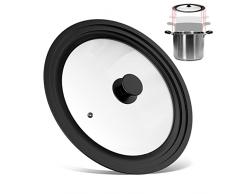 Fousenuk Coperchio Universale Nero, Coperchi Universale Vetro Temperato per Pentole con Bordo in Silicone Resistente al Calore, per Pentole e Padelle da 28 cm, 30cm, 32 cm Diametro