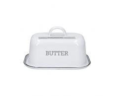 Kitchencraft Living Nostalgia in stile vintage smalto Burriera con coperchio, bianco, pezzi