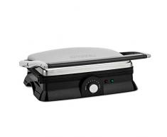 H.Koenig GR20 Bistecchiera e Grill, Elettrica, Professionale, Inox, Ampio Piano Cottura,Temperatura Regolabile, Multifunzione Panini, Sandwich, Carne, Pesce