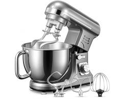 HOUSNAT Impastatrice Planetaria con Doppia Gancio Impastatore, Robot da Cucina Multifunzione, Ciotola 1000W 5L Sistema Planetario a 6 Velocità Impastatrice, Gancio per Impastare, Frusta, Frusta Piatta