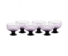 Set 6 coppe per gelato, coppe in vetro~PURO~ Viola, 9 cm, Vetro trasparente(GELATO VERO powered by CRISTALICA)