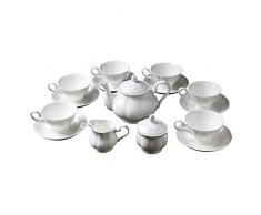 ufengke 15 Pezzi Set Da Tè Inglese Classico, Stile Minimalista Servizio Da Tè Bone China Set Da Caffè Arte Vintage Con Staffa Metallica, Per Regalo, La Famiglia E Ufficio -Bianco Puro